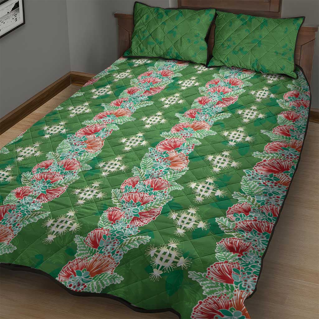 Hawaii Ohia Lehua Quilt Bed Set Tropical Vibes Green LT05 - Polynesian Pride