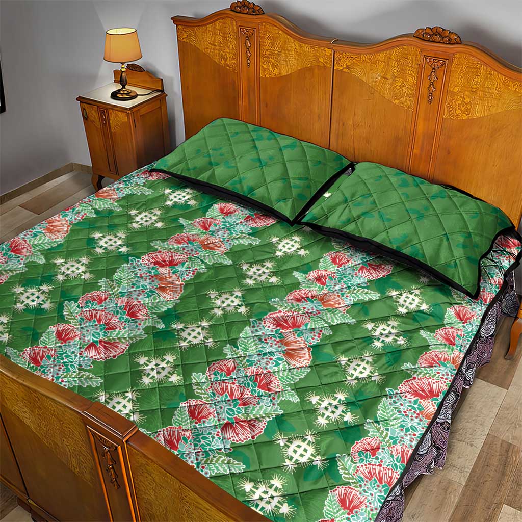 Hawaii Ohia Lehua Quilt Bed Set Tropical Vibes Green LT05 - Polynesian Pride