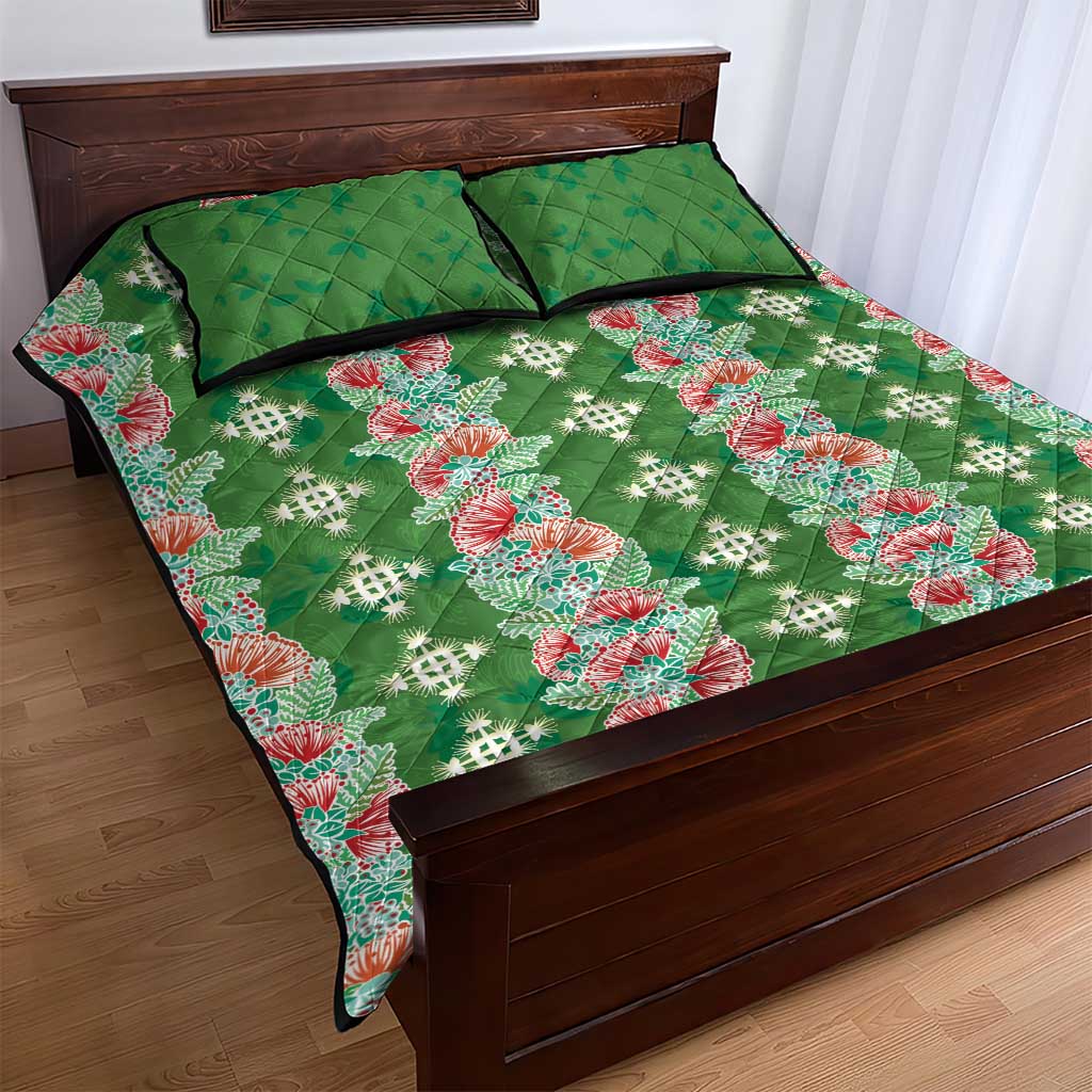 Hawaii Ohia Lehua Quilt Bed Set Tropical Vibes Green LT05 - Polynesian Pride