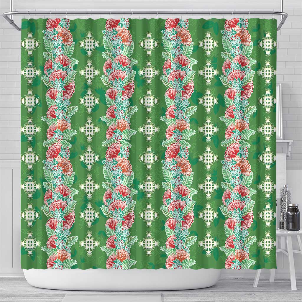 Hawaii Ohia Lehua Shower Curtain Tropical Vibes Green