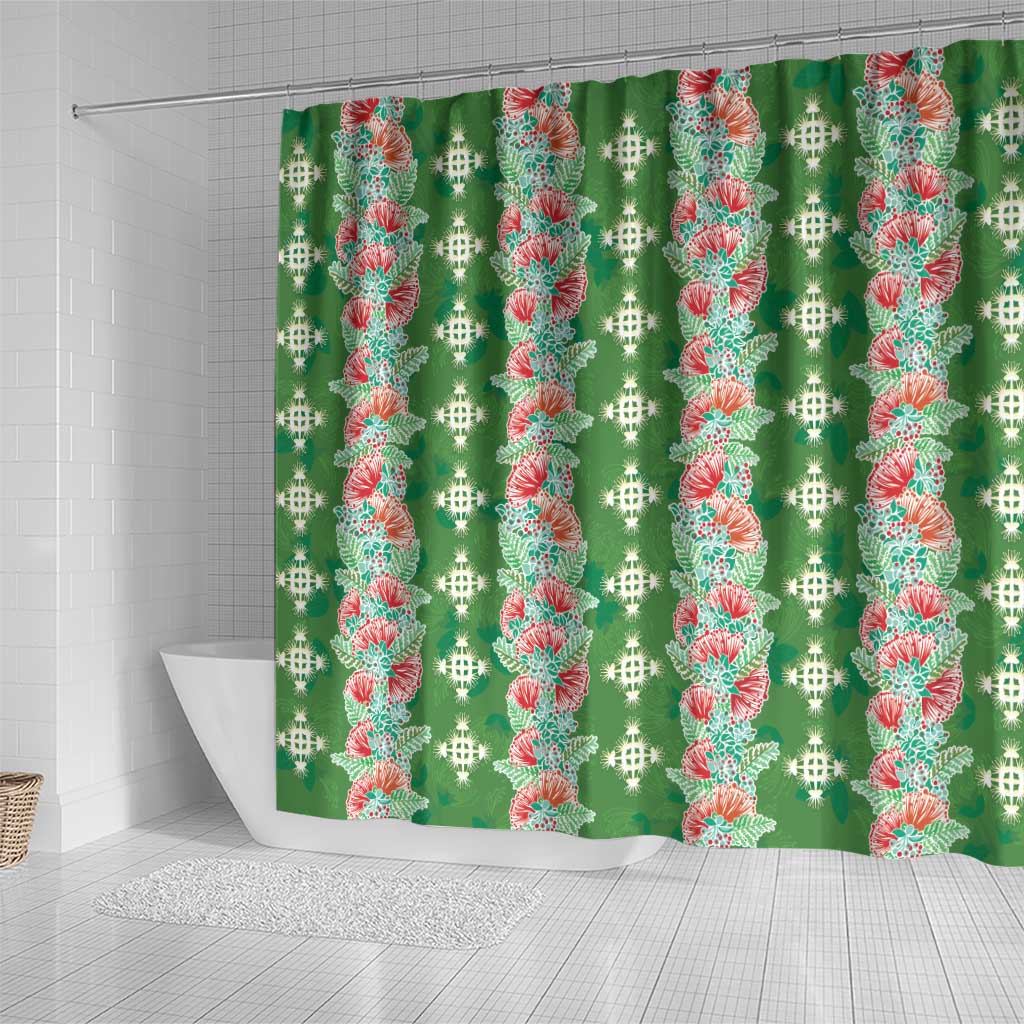 Hawaii Ohia Lehua Shower Curtain Tropical Vibes Green