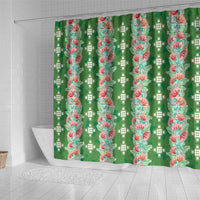 Hawaii Ohia Lehua Shower Curtain Tropical Vibes Green