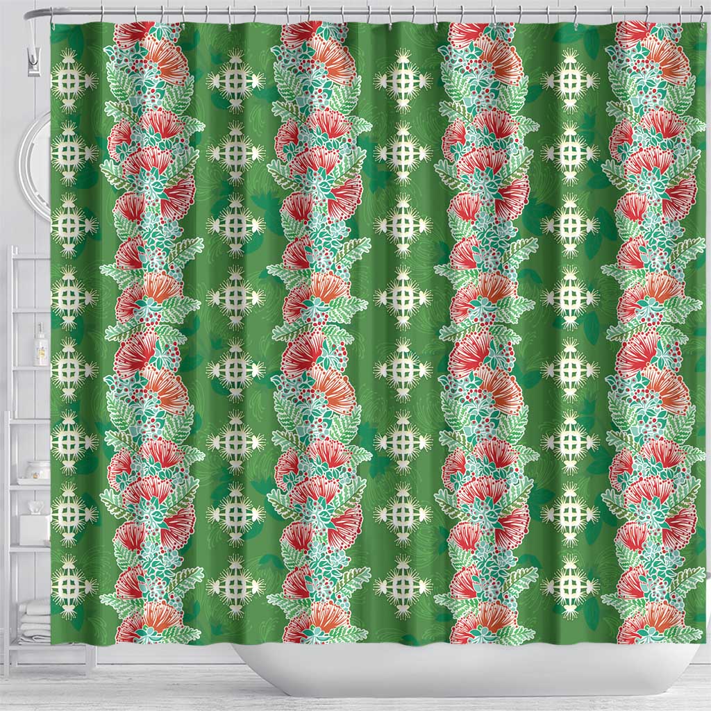 Hawaii Ohia Lehua Shower Curtain Tropical Vibes Green