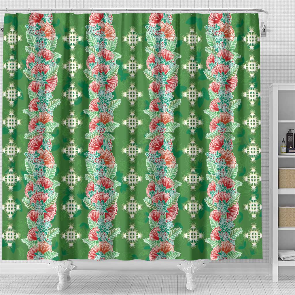 Hawaii Ohia Lehua Shower Curtain Tropical Vibes Green