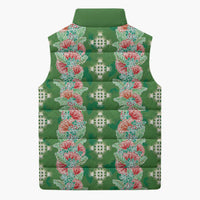 Hawaii Ohia Lehua Sleeveless Puffer Jacket Tropical Vibes Green