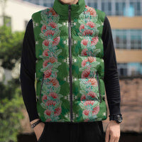 Hawaii Ohia Lehua Sleeveless Puffer Jacket Tropical Vibes Green
