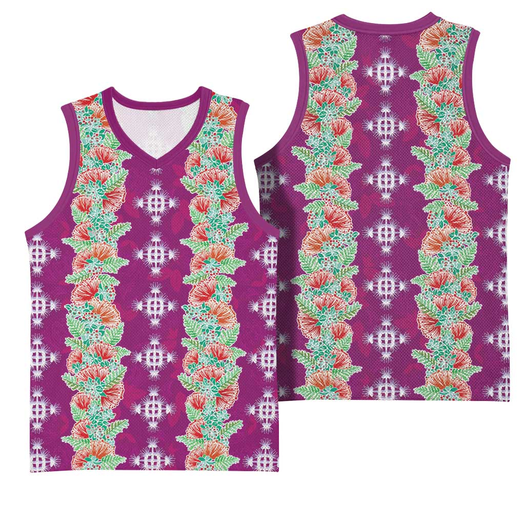 Hawaii Ohia Lehua Basketball Jersey Tropical Vibes Fuchsia