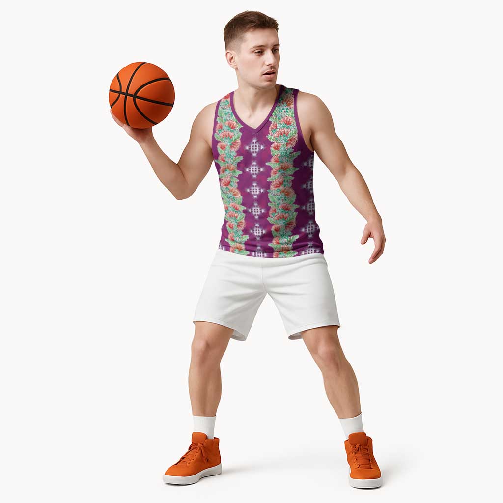 Hawaii Ohia Lehua Basketball Jersey Tropical Vibes Fuchsia