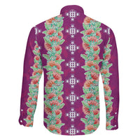 Hawaii Ohia Lehua Family Matching Off The Shoulder Long Sleeve Dress and Hawaiian Shirt Tropical Vibes Fuchsia