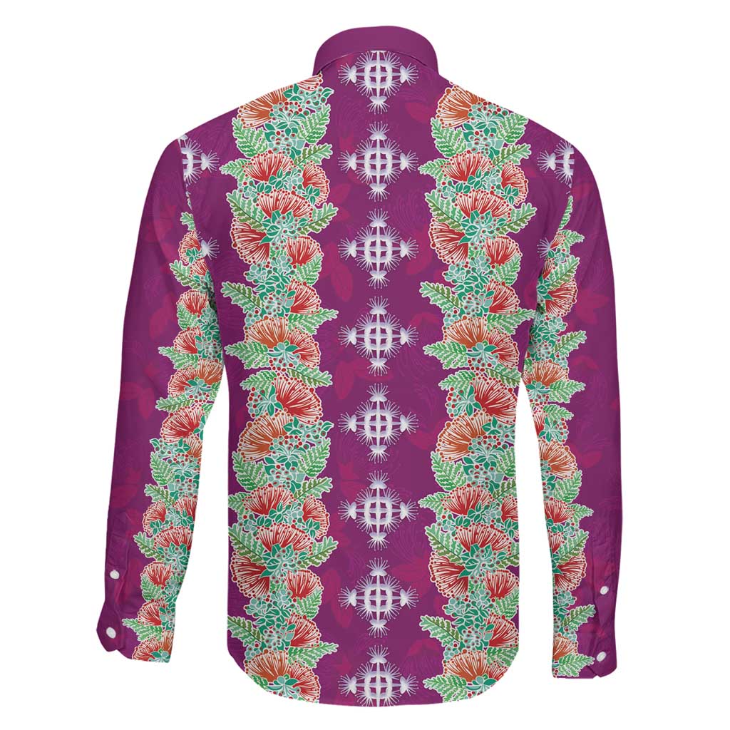 Hawaii Ohia Lehua Family Matching Off Shoulder Maxi Dress and Hawaiian Shirt Tropical Vibes Fuchsia LT05 - Polynesian Pride