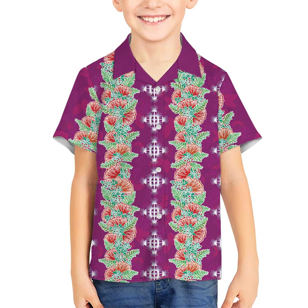 Hawaii Ohia Lehua Family Matching Puletasi and Hawaiian Shirt Tropical Vibes Fuchsia LT05 Son's Shirt Fuchsia - Polynesian Pride