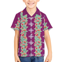 Hawaii Ohia Lehua Family Matching Summer Maxi Dress and Hawaiian Shirt Tropical Vibes Fuchsia LT05 Son's Shirt Fuchsia - Polynesian Pride