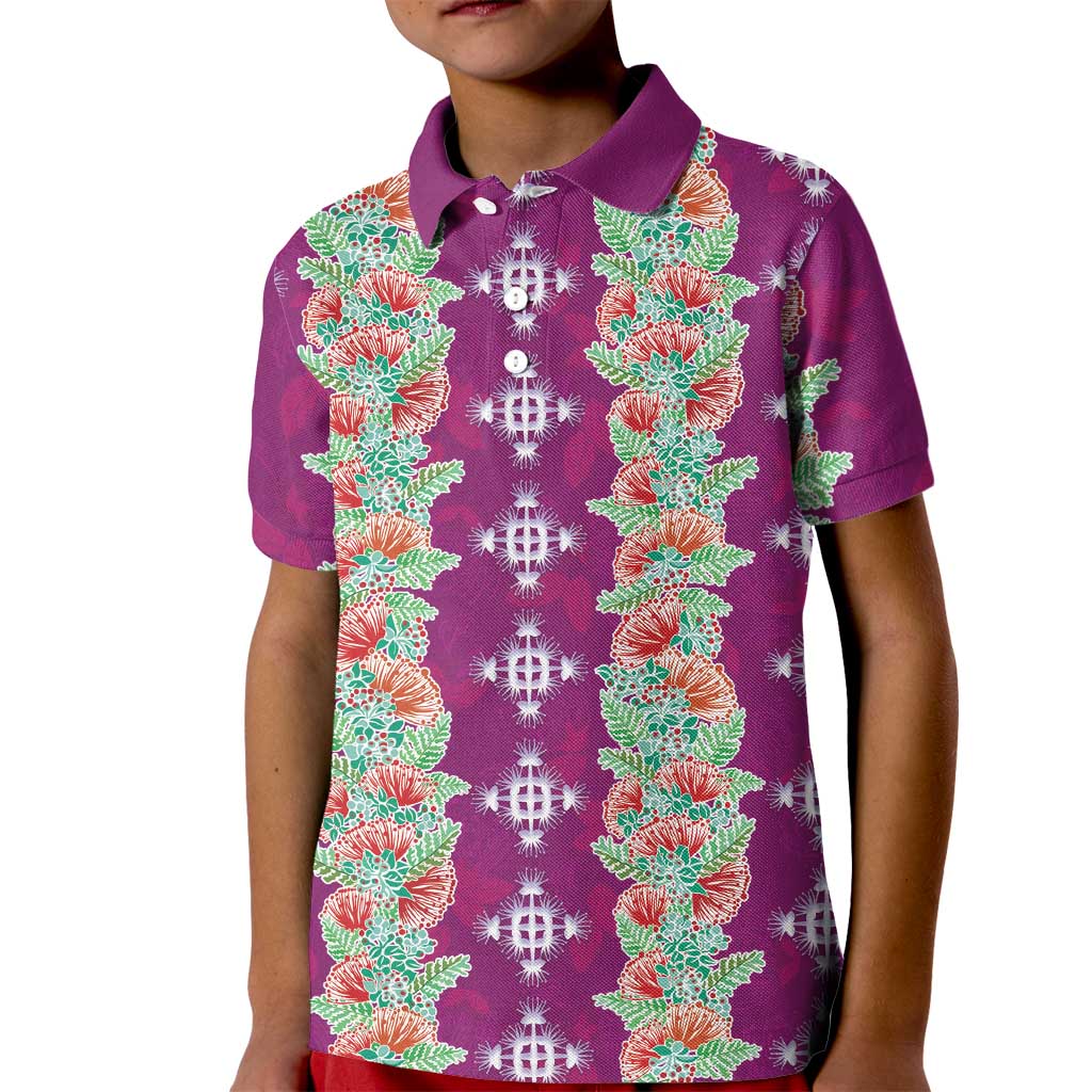 Hawaii Ohia Lehua Kid Polo Shirt Tropical Vibes Fuchsia LT05 Kid Fuchsia - Polynesian Pride