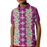 Hawaii Ohia Lehua Kid Polo Shirt Tropical Vibes Fuchsia