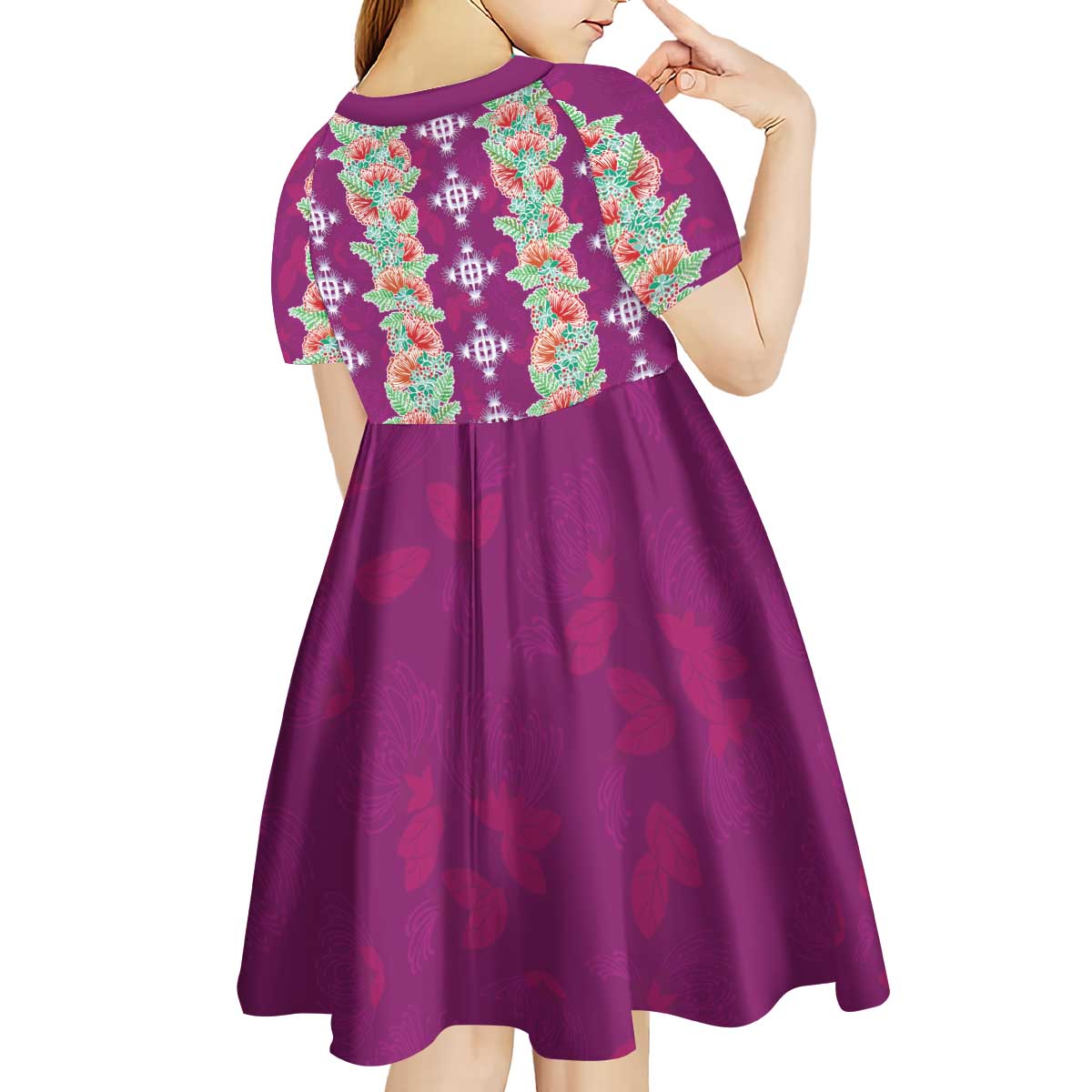 Hawaii Ohia Lehua Kid Short Sleeve Dress Tropical Vibes Fuchsia LT05 - Polynesian Pride