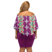 Hawaii Ohia Lehua Off Shoulder Short Dress Tropical Vibes Fuchsia