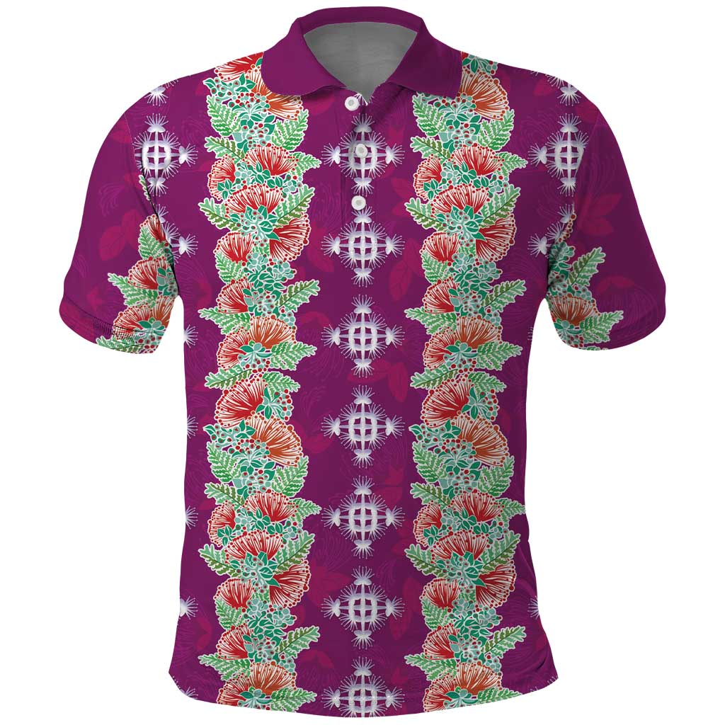 Hawaii Ohia Lehua Polo Shirt Tropical Vibes Fuchsia