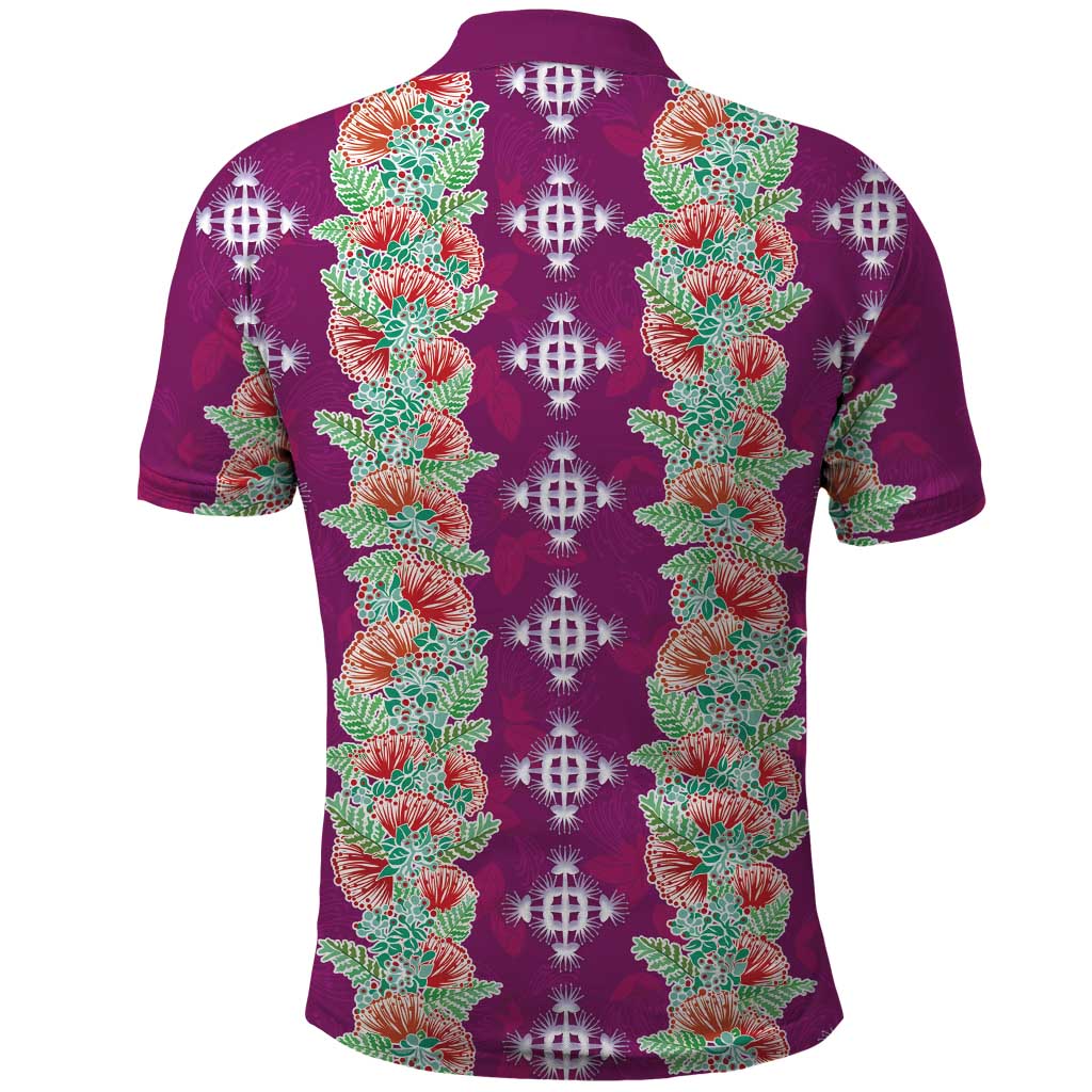 Hawaii Ohia Lehua Polo Shirt Tropical Vibes Fuchsia