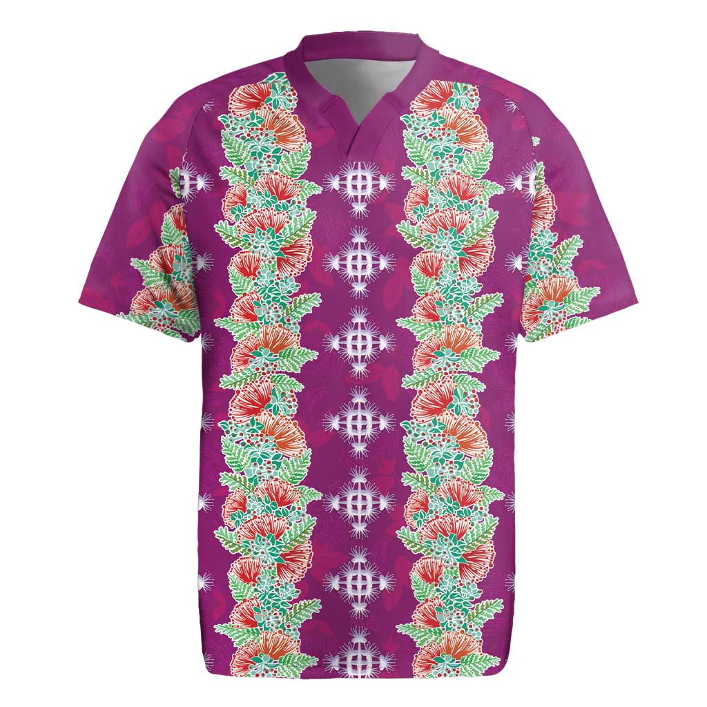 Hawaii Ohia Lehua Rugby Jersey Tropical Vibes Fuchsia