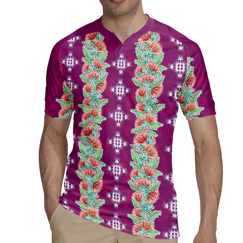 Hawaii Ohia Lehua Rugby Jersey Tropical Vibes Fuchsia