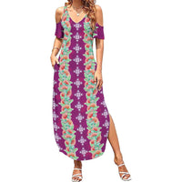 Hawaii Ohia Lehua Summer Maxi Dress Tropical Vibes Fuchsia LT05 Women Fuchsia - Polynesian Pride