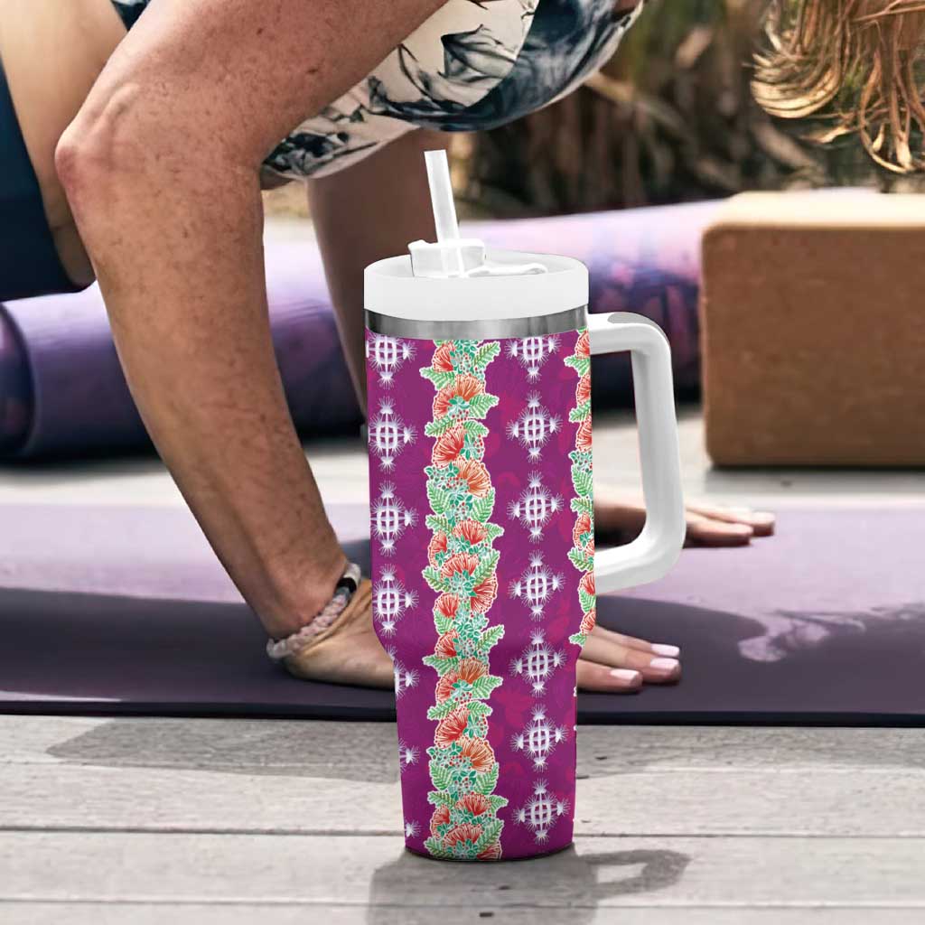 Hawaii Ohia Lehua Tumbler With Handle Tropical Vibes Fuchsia