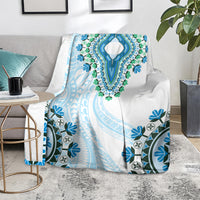 Africa Dashiki Blanket With Polynesian Pattern Blue Version