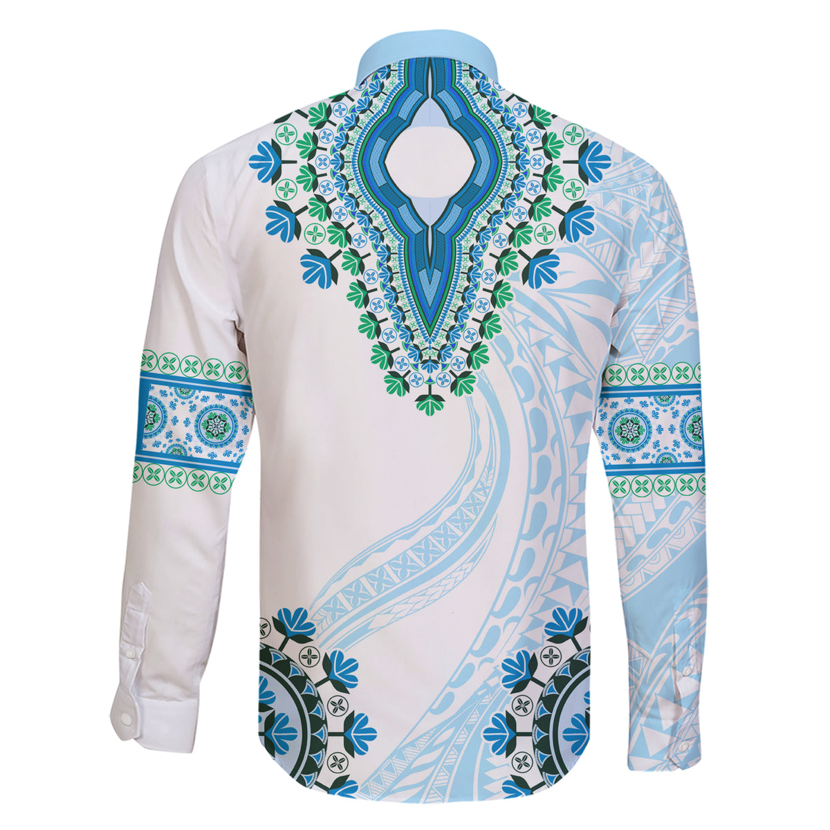 Africa Dashiki Family Matching Short Sleeve Bodycon Dress and Hawaiian Shirt With Polynesian Pattern Blue Version LT05 - Polynesian Pride