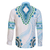 Africa Dashiki Family Matching Short Sleeve Bodycon Dress and Hawaiian Shirt With Polynesian Pattern Blue Version LT05 - Polynesian Pride