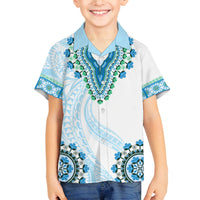 Africa Dashiki Family Matching Summer Maxi Dress and Hawaiian Shirt With Polynesian Pattern Blue Version LT05 Son's Shirt Blue - Polynesian Pride