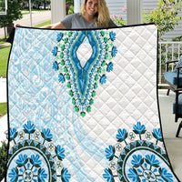 Africa Dashiki Quilt With Polynesian Pattern Blue Version