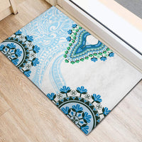 Africa Dashiki Rubber Doormat With Polynesian Pattern Blue Version