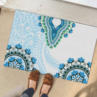 Africa Dashiki Rubber Doormat With Polynesian Pattern Blue Version