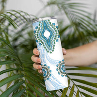 Africa Dashiki Skinny Tumbler With Polynesian Pattern Blue Version