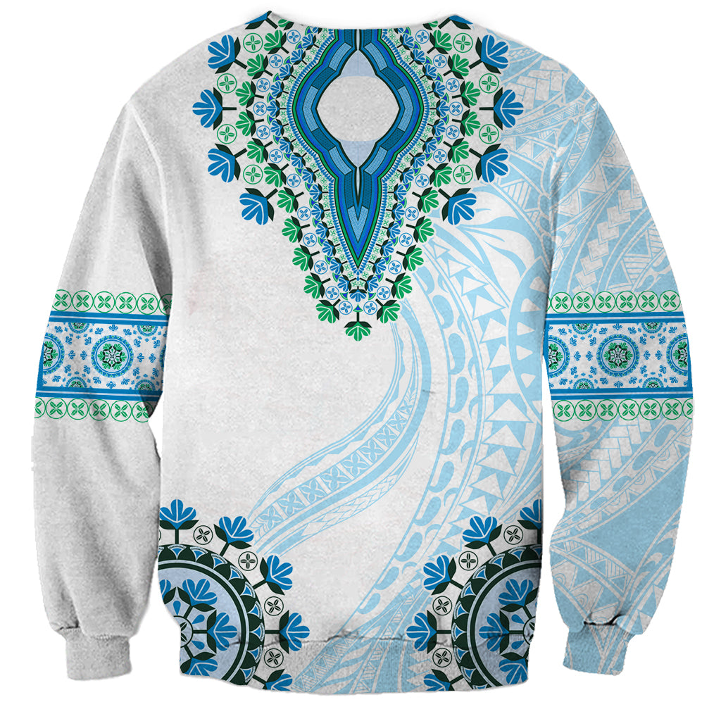 Africa Dashiki Sweatshirt With Polynesian Pattern Blue Version LT05 - Polynesian Pride