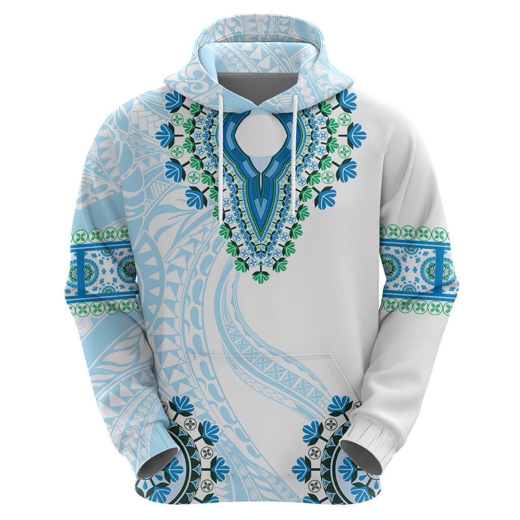 Africa Dashiki Zip Hoodie With Polynesian Pattern Blue Version LT05 - Polynesian Pride