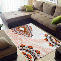 Africa Dashiki Area Rug With Polynesian Pattern Beige Version