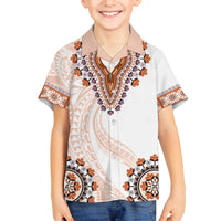 Africa Dashiki Family Matching Long Sleeve Bodycon Dress and Hawaiian Shirt With Polynesian Pattern Beige Version LT05 Son's Shirt Beige - Polynesian Pride