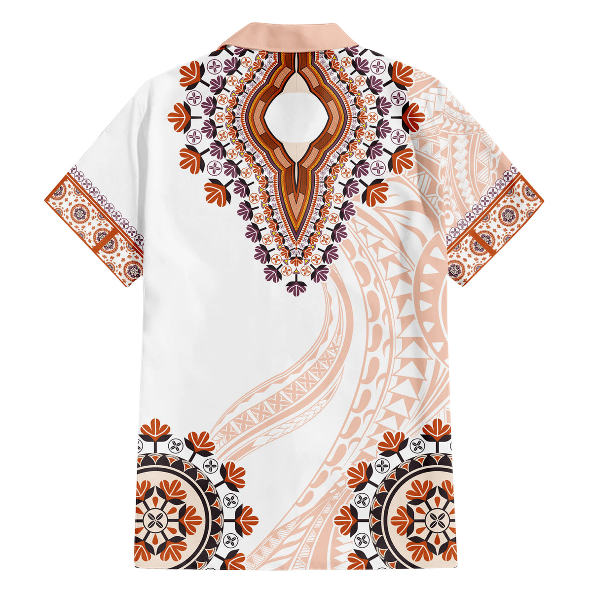 Africa Dashiki Family Matching Short Sleeve Bodycon Dress and Hawaiian Shirt With Polynesian Pattern Beige Version LT05 - Polynesian Pride