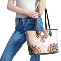 Africa Dashiki Leather Tote Bag With Polynesian Pattern Beige Version LT05 - Polynesian Pride