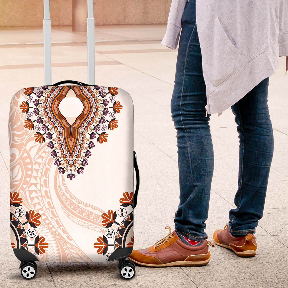 Africa Dashiki Luggage Cover With Polynesian Pattern Beige Version LT05 Beige - Polynesian Pride
