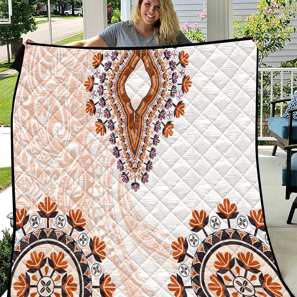 Africa Dashiki Quilt With Polynesian Pattern Beige Version LT05 Beige - Polynesian Pride