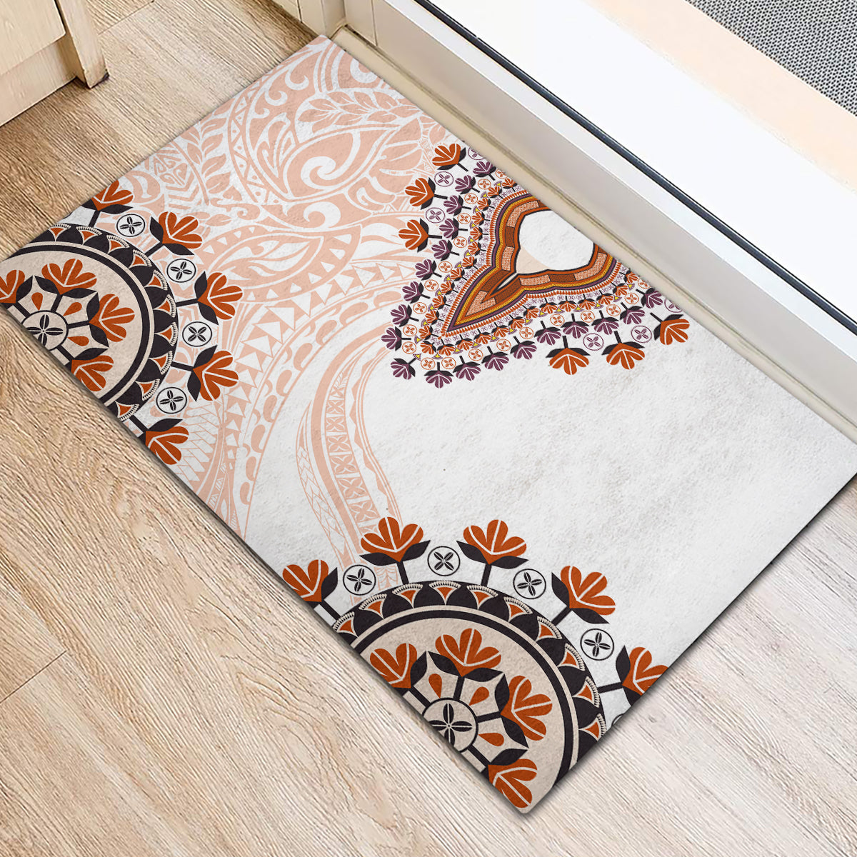 Africa Dashiki Rubber Doormat With Polynesian Pattern Beige Version