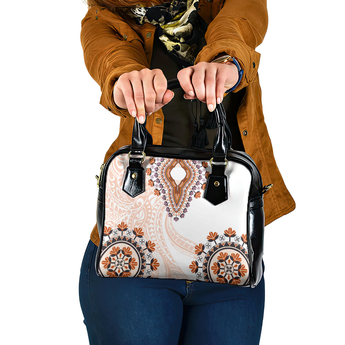 Africa Dashiki Shoulder Handbag With Polynesian Pattern Beige Version LT05 One Size Beige - Polynesian Pride