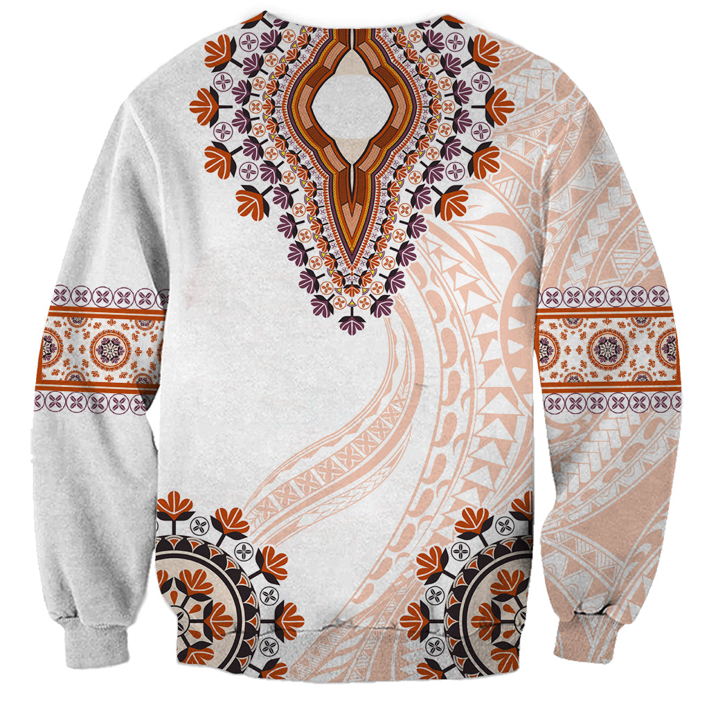 Africa Dashiki Sweatshirt With Polynesian Pattern Beige Version LT05 - Polynesian Pride