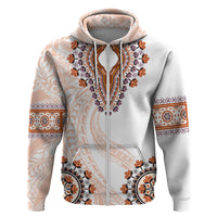 Africa Dashiki Zip Hoodie With Polynesian Pattern Beige Version LT05 Zip Hoodie Beige - Polynesian Pride