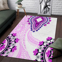 Africa Dashiki Area Rug With Polynesian Pattern Pink Version