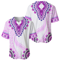 Africa Dashiki Baseball Jersey With Polynesian Pattern Pink Version LT05 - Polynesian Pride
