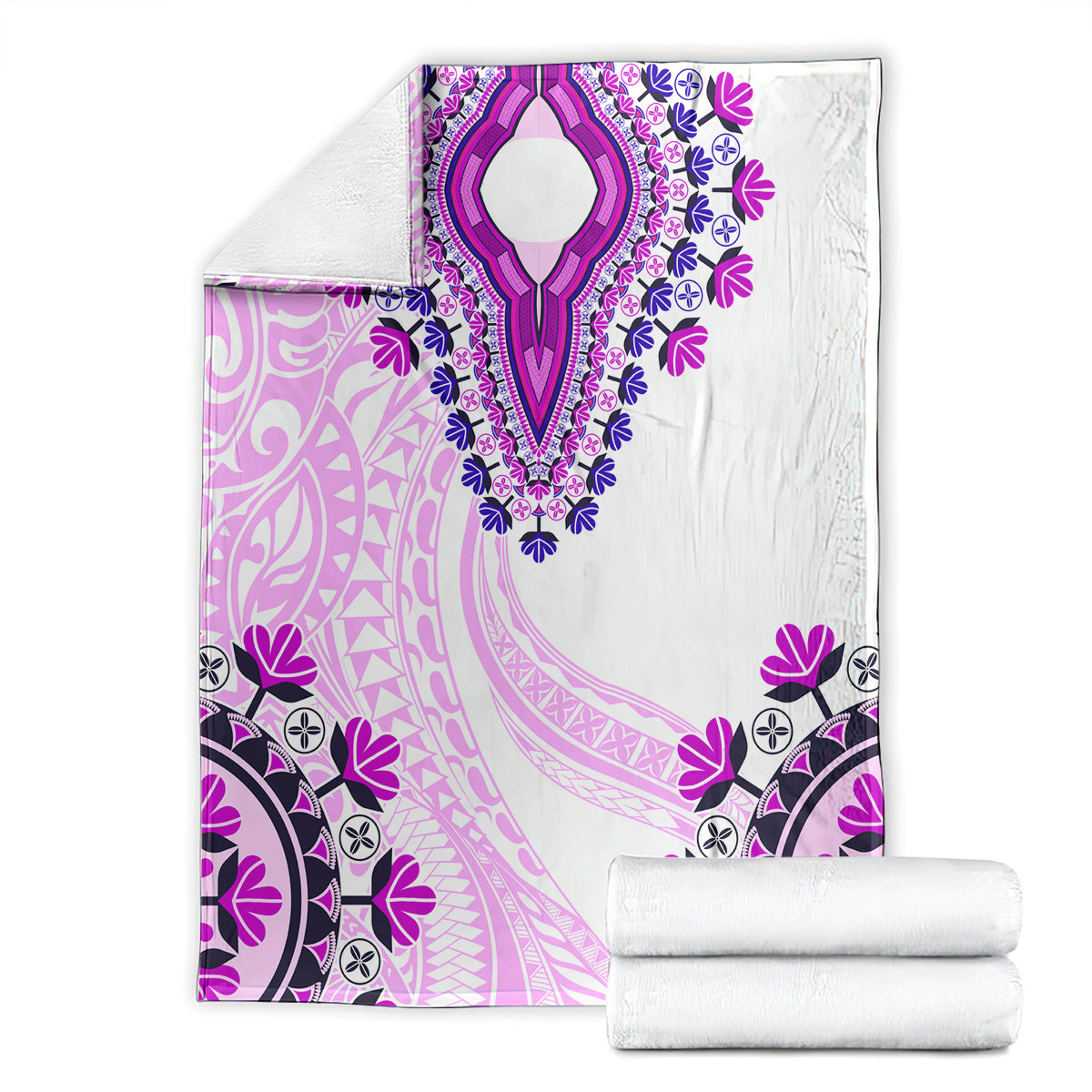 Africa Dashiki Blanket With Polynesian Pattern Pink Version