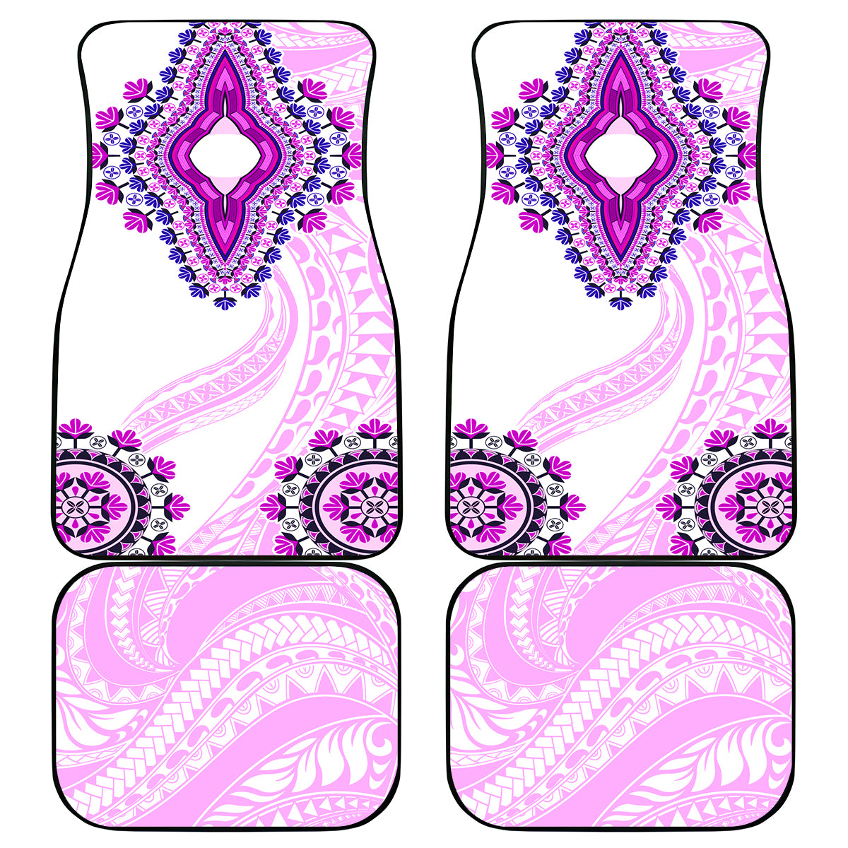 Africa Dashiki Car Mats With Polynesian Pattern Pink Version